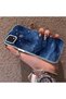 Oppo A15/A15S Compatible Navy Blue Watercolor Mountain-Star Art Pattern Acrylic Back Silicone Edge Phone Case - 3