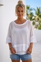 Italian White Pool Collar 3/4 Sleeve Mesh Detailed Sewn Casual Cotton Oversize Woven Blouse 67 74 - 6