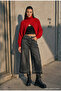 Women's Smoked 4W6-13 Culotte Fit Cherry Embroidery Detailed Design Denim Jean - 4