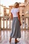 Gray Pocketed Unlined Elastic Waist Casual Linen Look Oversize Woven Skirt 95 75 - 8