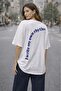 Women's Ecru Oversize Round Neck Front and Back Letter Printed Short Sleeve T-Shirt - 2