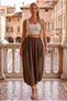 Cinnamon Color Pockets Unlined Elastic Waist Casual Linen Look Oversize Woven Skirt 95 75 - 4