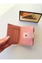 Women's Pink Leather Luxury Design Mini Wallet and Card Holder with Snap Pocket Detail - 5