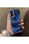 Samsung Galaxy A15 4G/5G Compatible Navy Blue Watercolor Mountain-Star Art Pattern Acrylic Back Silicone Edge Phone Case - 2