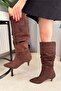 Women's Tamara Brown Suede Bellows Pointed Toe Stiletto Heel Boots - 5