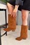 Women's Sania Tan Suede Cowboy Boots with 5 cm Heel - 2