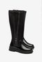 Black Zipper and Stretch Detailed Thick Sole Boots