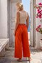 Orange Pocketed Elastic Waist Wide Leg Casual Linen Look Woven Trousers 94 64 - 8