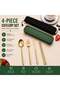 Cutlery Set – Golden Knife | Spoon | Fork | Chopsticks | 4-in-1 Stainless Steel with Box - 2