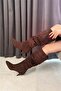 Women's Tamara Brown Suede Bellows Pointed Toe Stiletto Heel Boots - 6