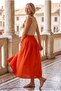 Orange Pocketed Unlined Elastic Waist Casual Linen Look Oversize Woven Skirt 95 75 - 7