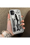 iPhone 12/12 Pro Compatible Canned Sardine Fish Sketch Pattern Non-Transparent Acrylic Back Silicone Edge Case - 2