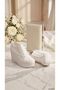 Women's Ecru Lace and Pearl Embroidered Wedge Heel Bridal Shoes and Pearl Clutch Bag Combination Set - 3