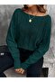 Relaxed Fit Boat Neck Batwing Sleeve Sweater - 4