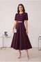 Watermelon Sleeves Plum Midi Length Evening Dress Graduation Dress