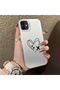 iPhone 12 Mini Compatible Line Heart and Airplane Pattern Non-Transparent Acrylic Back Silicone Edge Phone Case - 2