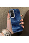 Samsung Galaxy A35 Compatible Navy Blue Watercolor Mountain-Star Art Pattern Acrylic Back Silicone Edge Phone Case - 2