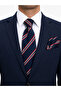 8 cm Navy Blue Red White Striped Tie and Handkerchief Set