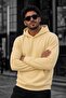 Bery Men's Two Thread Ribbed Hooded Basic Sweatshirt |   Kangaroo Pocket Solid Color Casual Hoodie - 2