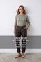 Women's Beige Crew Neck Sleeve Gold Button Detailed Ottoban Blouse Alc-X14336 - 2