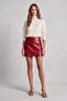 Red Genuine Leather High Waist Mini Skirt