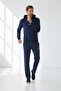 Men's Light Navy Blue Two-Thread Lettering Printed Hooded Tracksuit Set - 76277 - 3