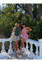 Women's Pink Polka Dot Special Design Flounced Mini Dress 5443 - 8