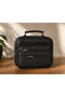 Genuine Lambskin Men's Handbag Black Multi-Compartment Portfolio Bag - 2