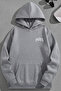Unisex 3 Thread Cotton Gray Loose Fit Curved Paris Print Sweatshirt Hoodie - 2