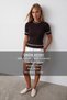 Women's brown crew neck knit blouse with stripe detail alc-x15612 - 2