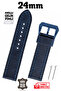24mm Navy Blue Sport Crazy Nubuck Genuine Leather Watch Band Strap with Smart Pin Navy Blue Buckle