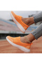 Women's Orange Mesh Sneakers - 6