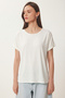 Pack of 2 Viscose T-Shirts with Guipure Detail Lrn0067 Khaki Ecru - 6