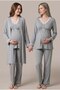 Women's Gray Melange Lace Buttoned Maternity Pajama Set with Dressing Gown for Easy Breastfeeding