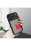 iPhone 17 Pro Compatible Black Silicone Case with Black and White Stripes Butterfly Pattern, Camera Protection, Shock Absorption