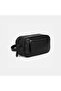 Men's Black Zippered Leather Handbag - 2