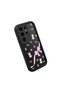 Samsung Galaxy S25 Ultra Compatible Black Silicone Case Cat-Pink Ribbon Flower Pattern Camera Protected Shock Absorbing - 3