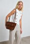 Lorin Bowknot Detailed Soft Leather Look Large Volume Women's Shoulder Bag Bitter Brown - 2