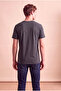 Men's Viscose Blended Dark Gray Melange Short Sleeve Crew Neck Basic T-Shirt Olav - 4