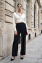Women's Striped Belted Wide-Leg Pants
