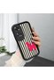 Oppo A60 Compatible Black Silicone Case with Black and White Stripes Butterfly Pattern, Camera Protection, Shock Absorption
