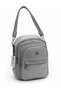 Gray Women's Medium Size Faux Leather Cross Shoulder Bag Asl756