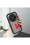 Vivo X300 Compatible Black Silicone Case with Black and White Stripes Butterfly Pattern, Camera Protection, Shock Absorption