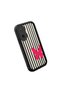 Poco F7 Compatible Black Silicone Case with Black and White Stripes Butterfly Pattern, Camera Protection, Shock Absorption - 3