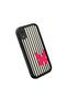 iPhone Xr Compatible Black Silicone Case with Black and White Stripes Butterfly Pattern Camera Protection Shock Absorbing - 3