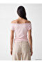Ozmarka New Season Pink Boat Neck Lace Detailed Blouse - 4