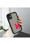 iPhone 12 Compatible Black Silicone Case Black-White Striped Butterfly Pattern Camera Protected Shock Absorbing