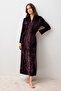 Long Sleeve Zippered Flexible Viscose Velvet Dress - 2