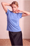 Women's 100% Viscose Blue Folded Short Sleeve Crew Neck Relaxed Cut T-Shirt Silje - 2