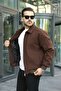 Men's Black Zippered Cashmere Shirt Collar Winter Coat - 2